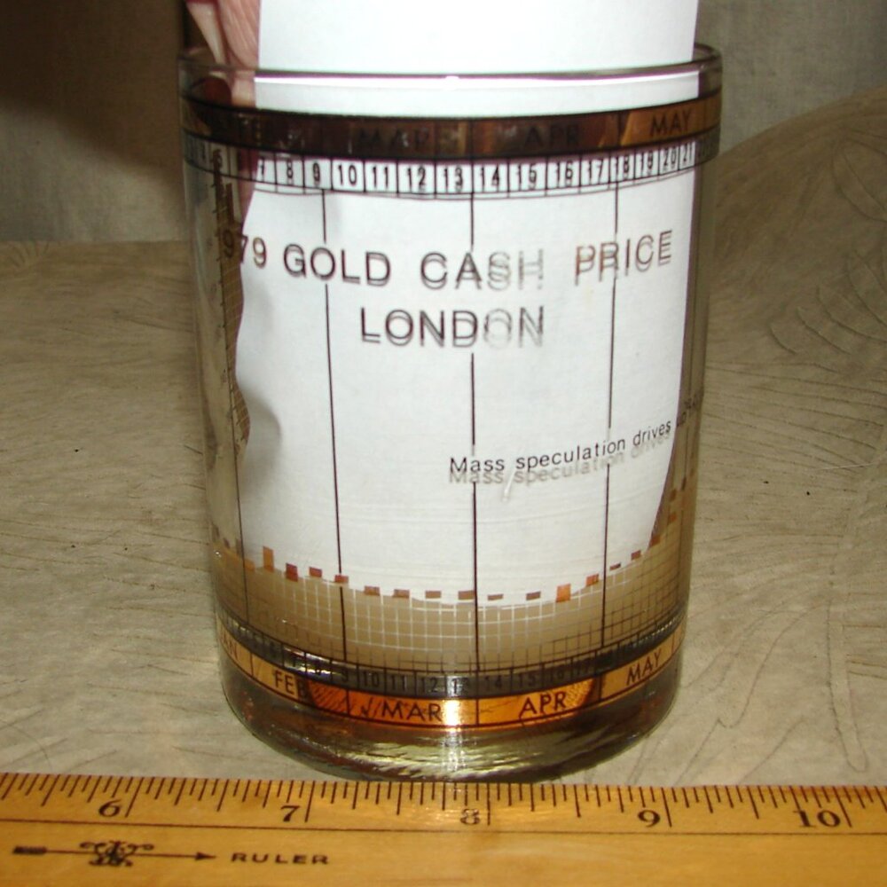 Rare Neiman Marcus Rocks Glass: 1979 Gold Cash Price London, Cocktail, Cera, Vtg